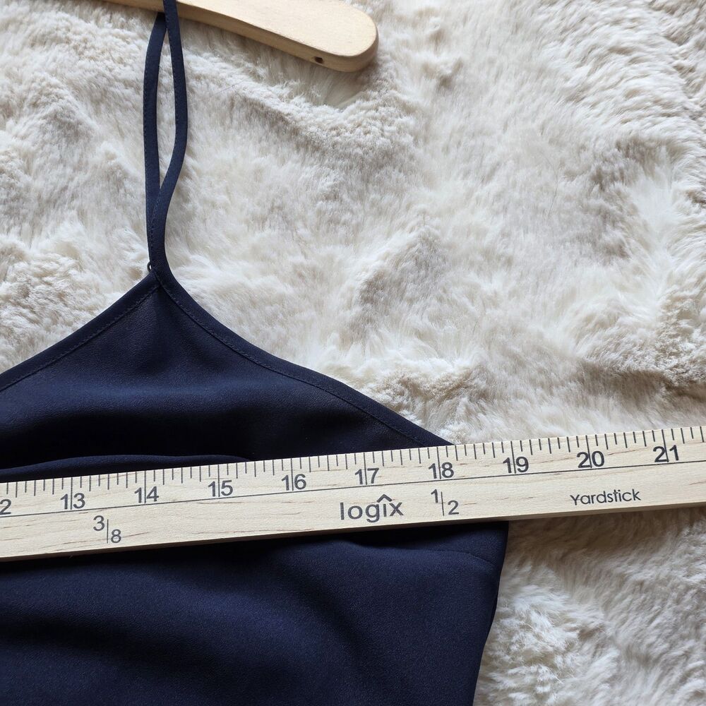 Polo Ralph Lauren Navy Midi Slip Dress Womens 14 Satin Minimal Elegant Evening - Picture 7 of 10